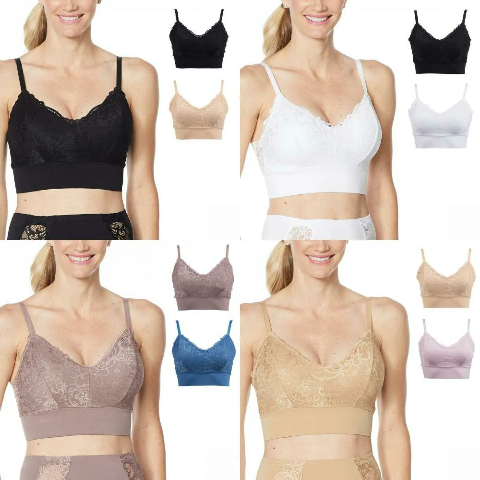 Rhonda Shear Plus Size 2 Pack Lace Leisure Bras With Removable Pads