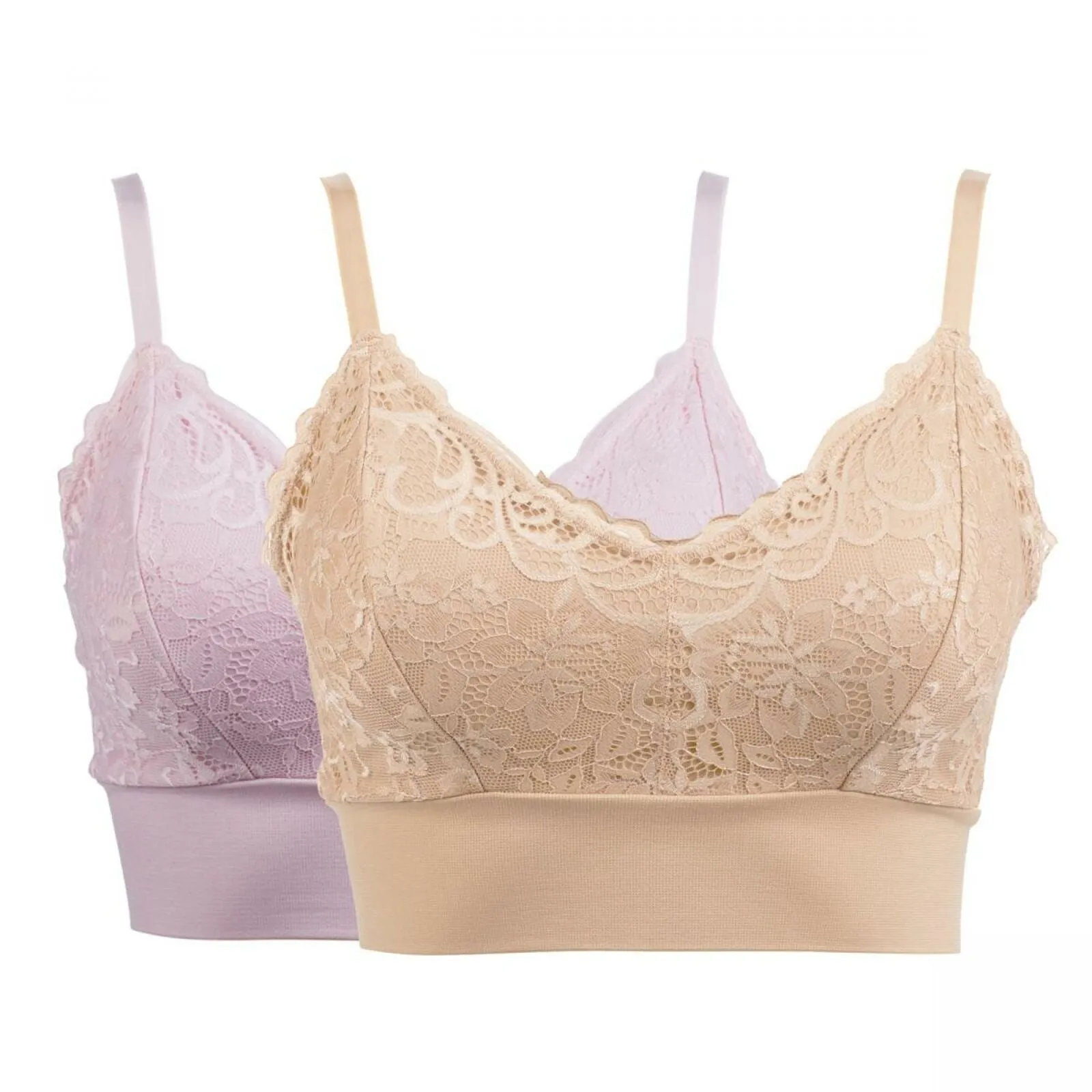 Rhonda Shear Plus Size 2 Pack Lace Leisure Bras With Removable Pads