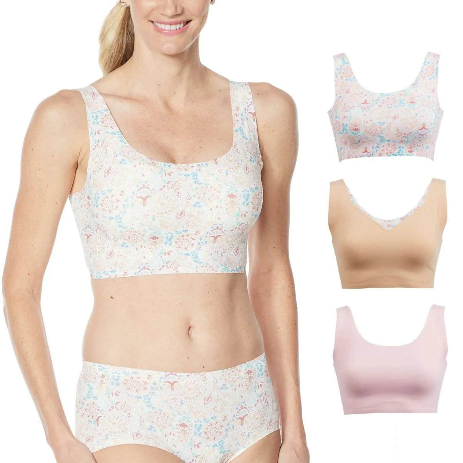 Rhonda Shear Plus Size 3 Pack Body Bras With Removable Pads