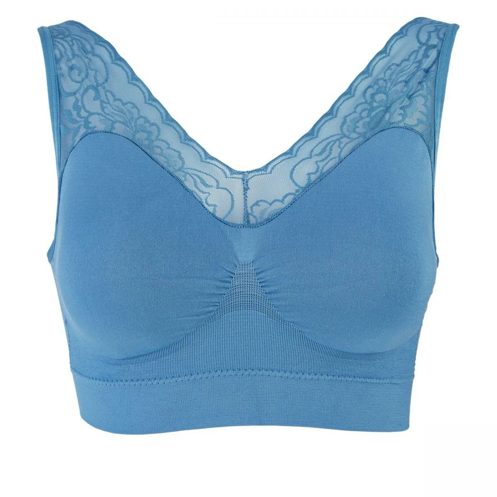 Rhonda Shear Women's Plus Size 2 Pack Seamless Ahh Bras with Lace