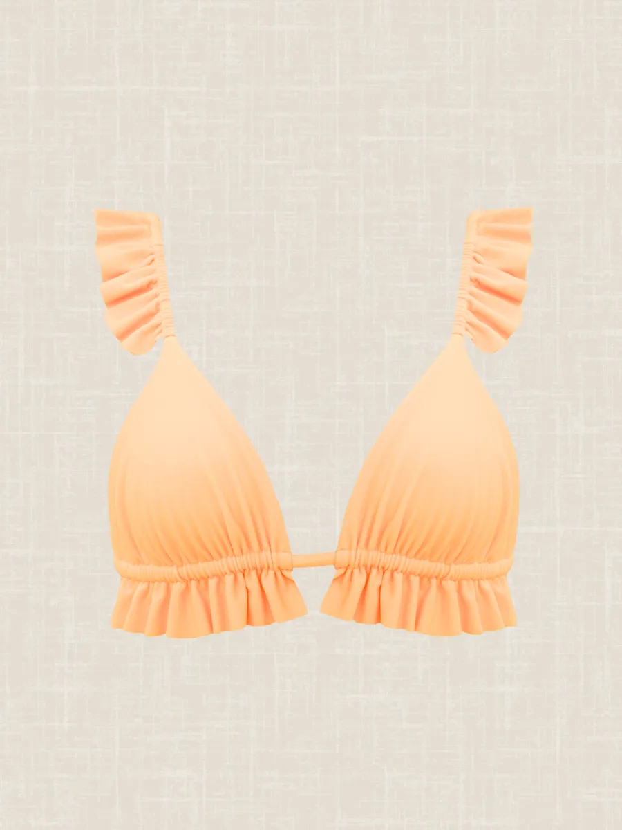 Ria Ruffle Bikini Top in Peach
