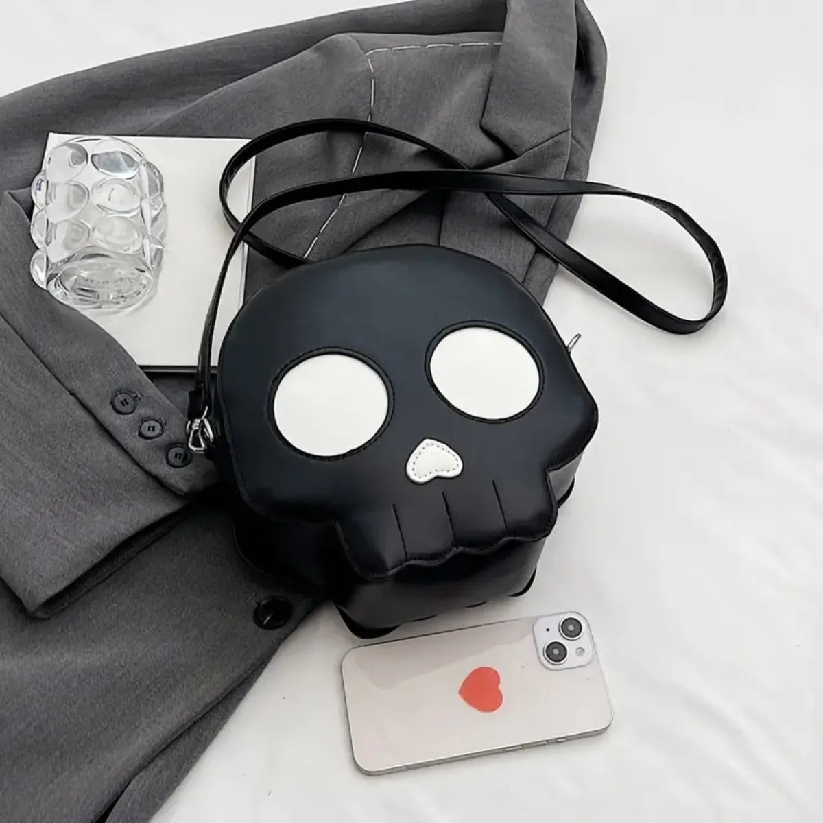 Ro Rox Gothic Skull Head Faux Leather Crossbody Bag
