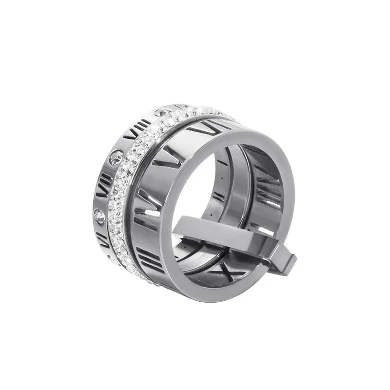 Roman Numerals Engagement Wedding Rings For Women Stainless Steel S Rose Gold Color Ladies Luxury Ring Bohemian Jewellery