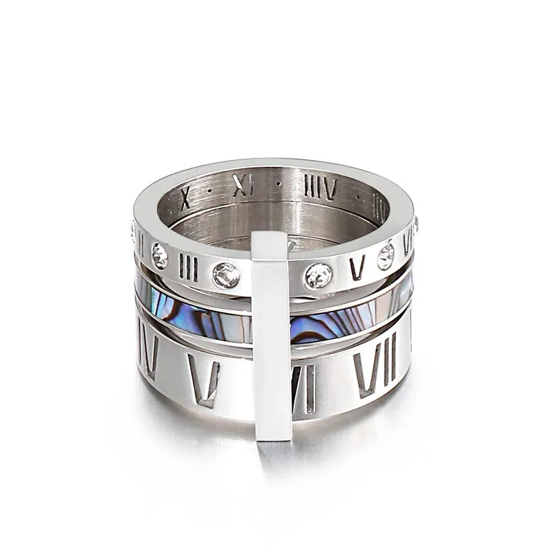 Roman Numerals Engagement Wedding Rings For Women Stainless Steel S Rose Gold Color Ladies Luxury Ring Bohemian Jewellery