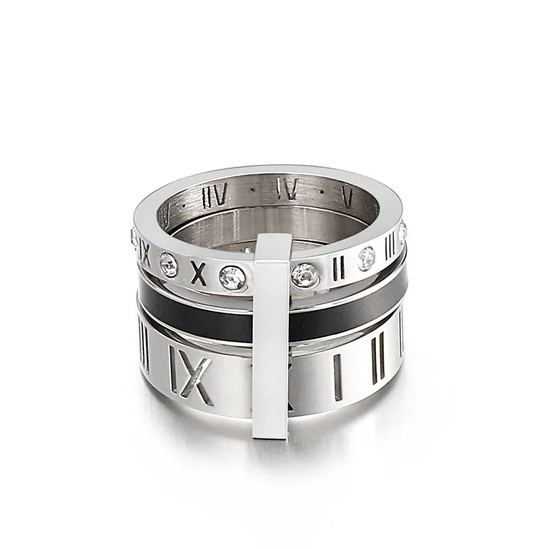 Roman Numerals Engagement Wedding Rings For Women Stainless Steel S Rose Gold Color Ladies Luxury Ring Bohemian Jewellery