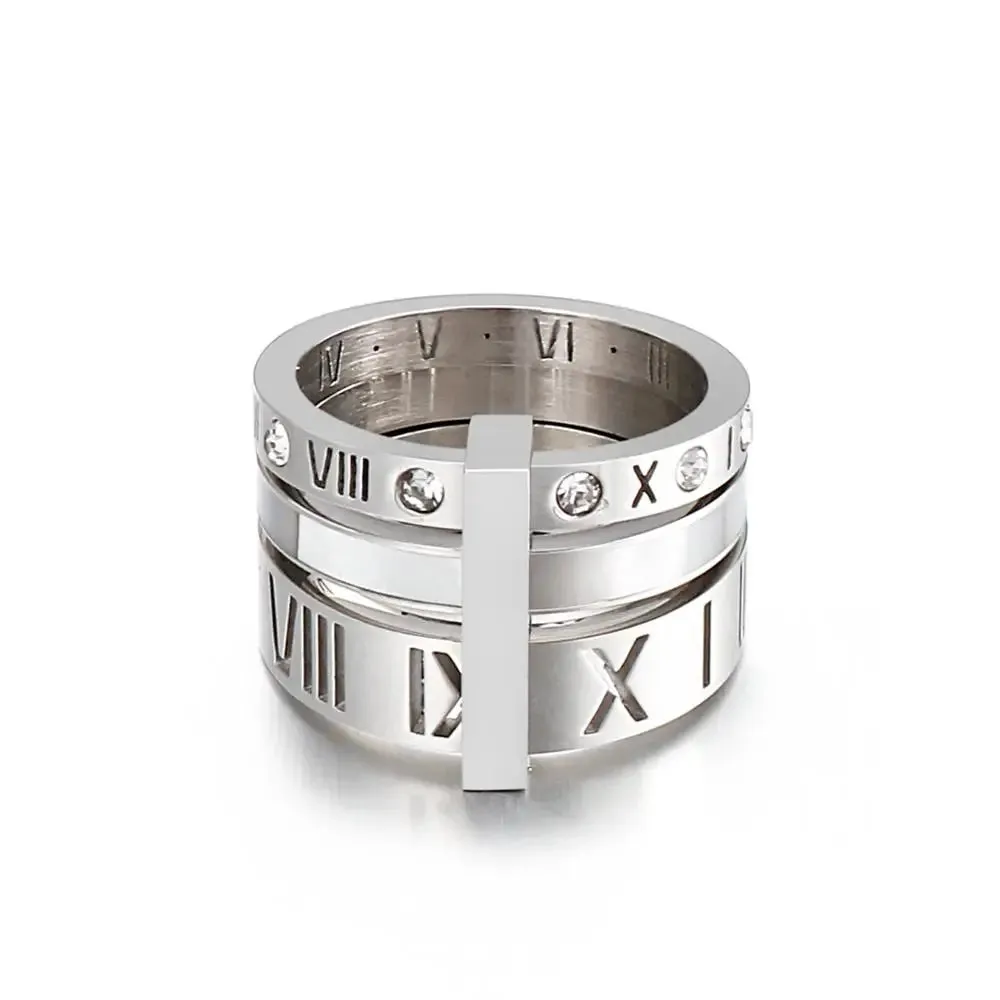 Roman Numerals Engagement Wedding Rings For Women Stainless Steel S Rose Gold Color Ladies Luxury Ring Bohemian Jewellery