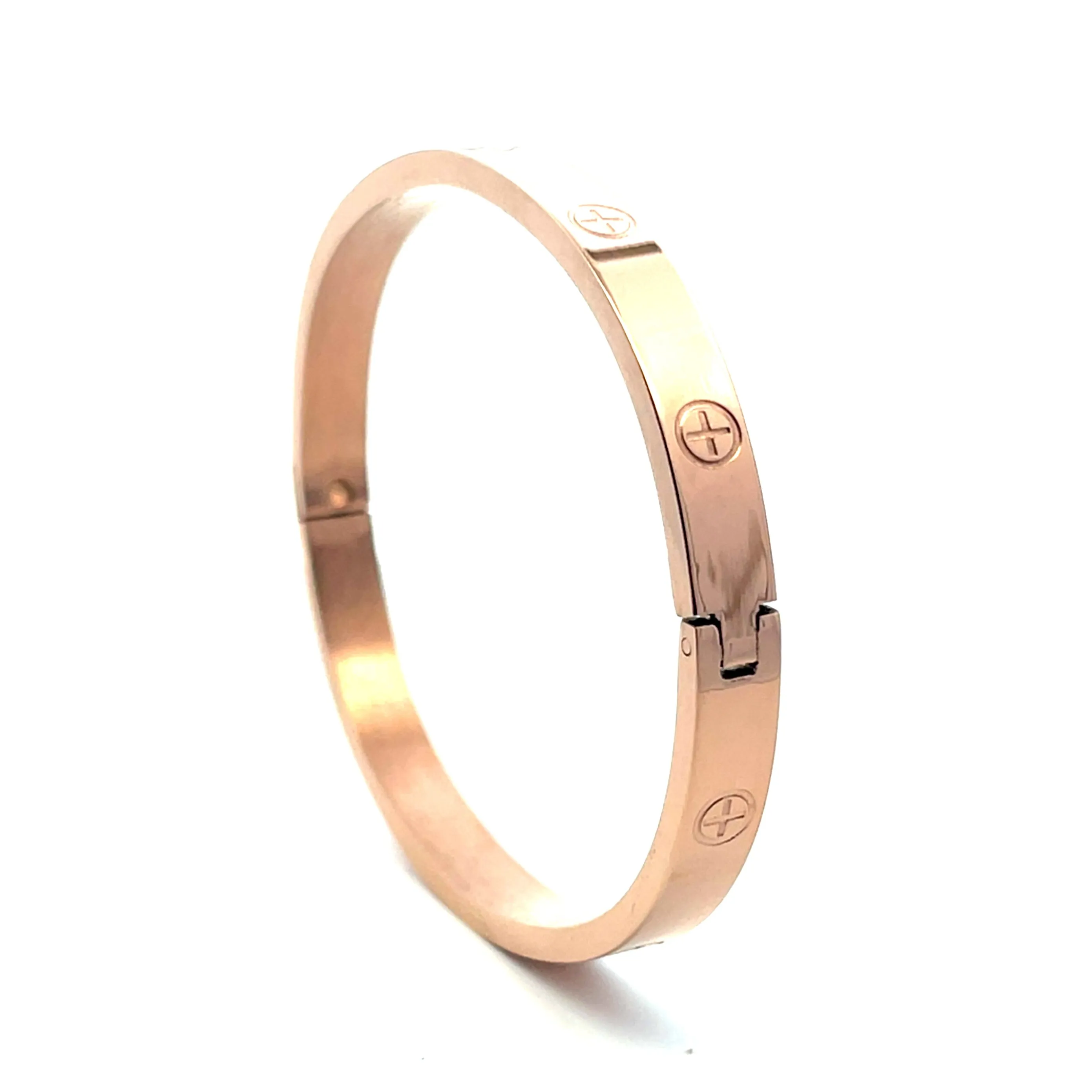 Rose Gold Plated 6mm Wide Screw Love Bangle