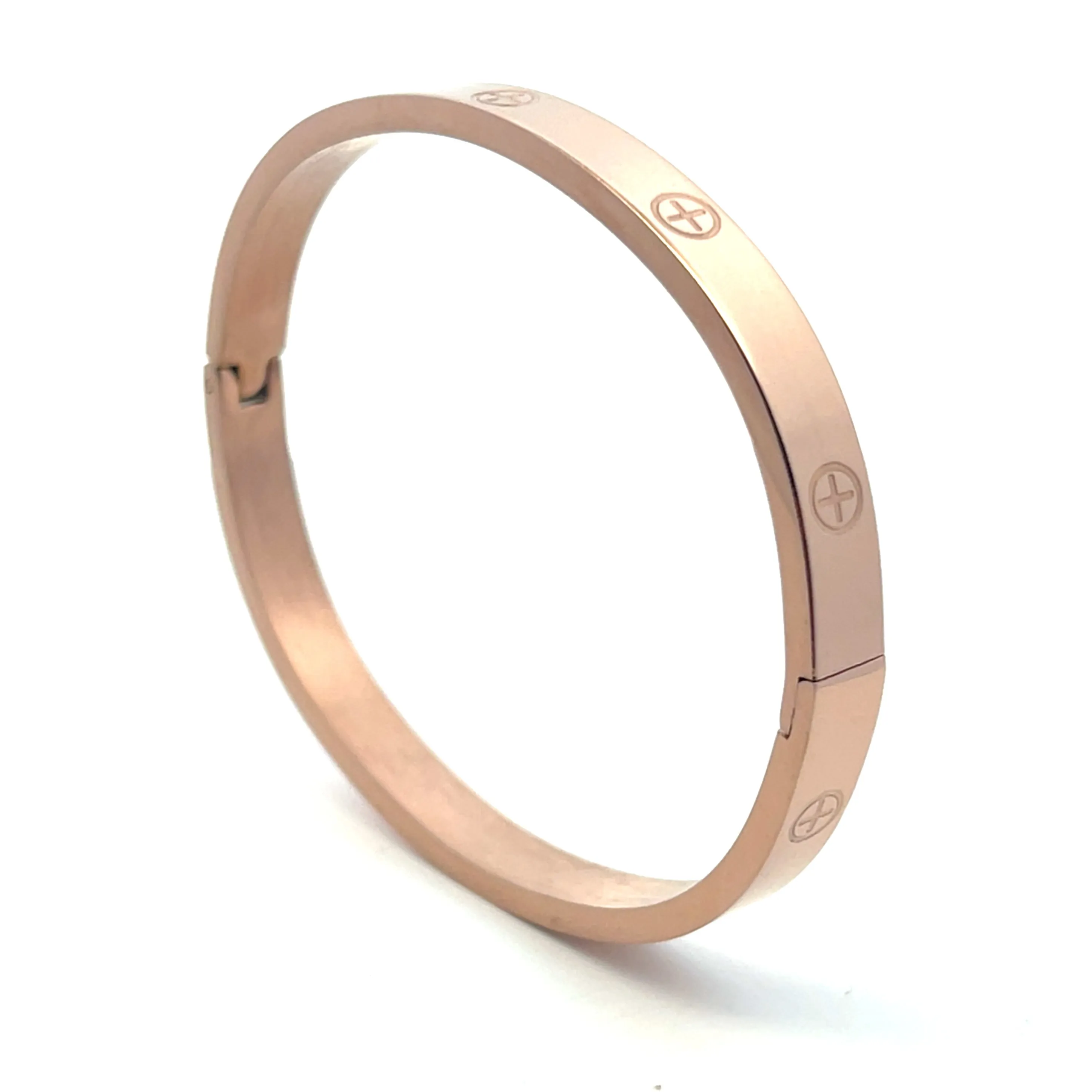 Rose Gold Plated 6mm Wide Screw Love Bangle
