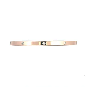Rose Gold Plated Stainless Steel & Crystal 4mm Love Bangle