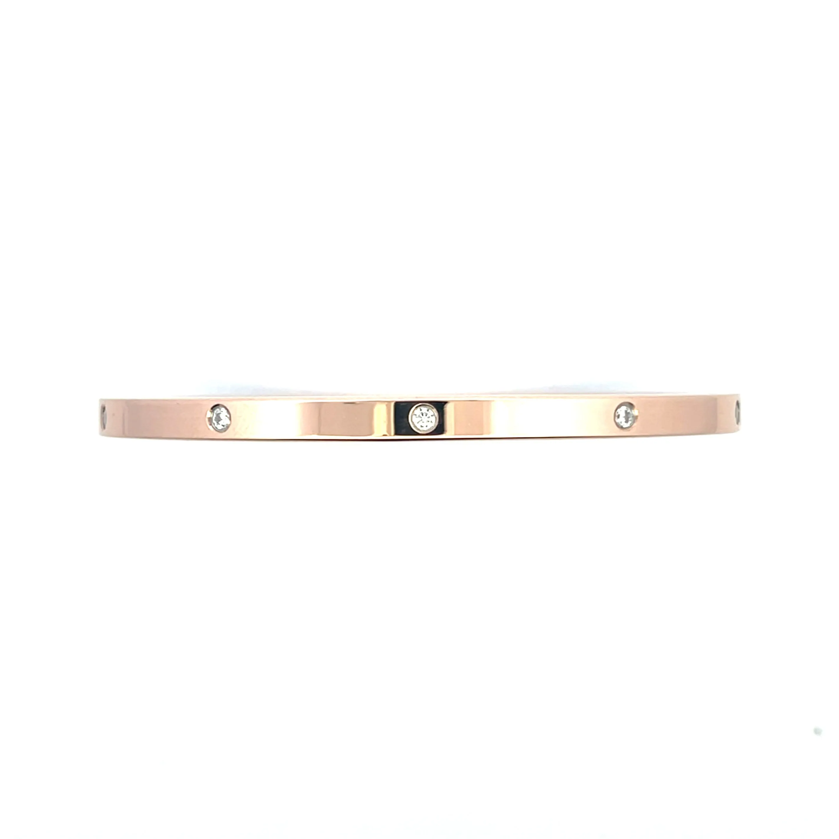Rose Gold Plated Stainless Steel & Crystal 4mm Love Bangle