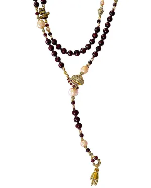 Rosewood Ruby and Pearl Lariat