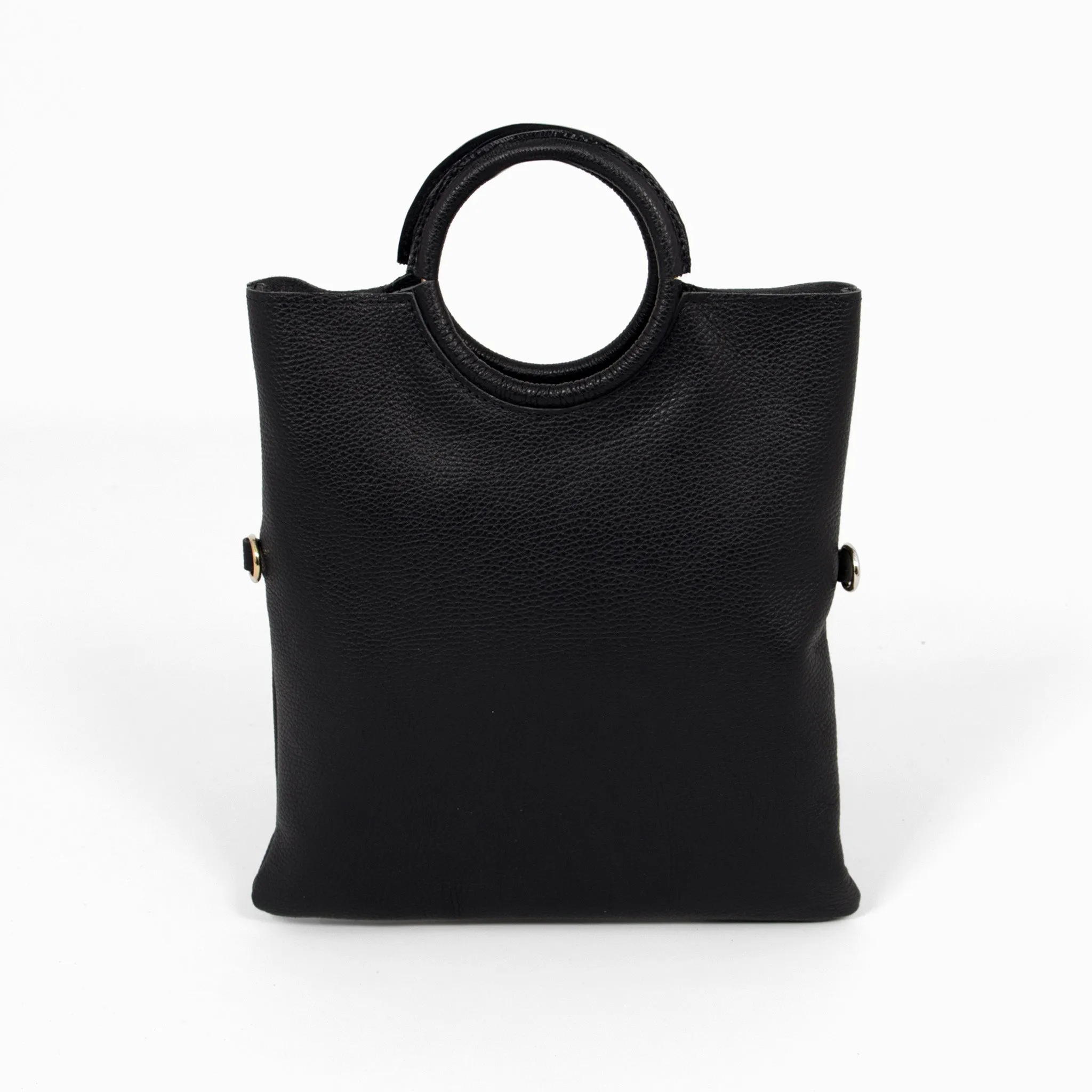 Rowan Italian Leather 2pc Crossbody Bag Set - Black, Pebbled