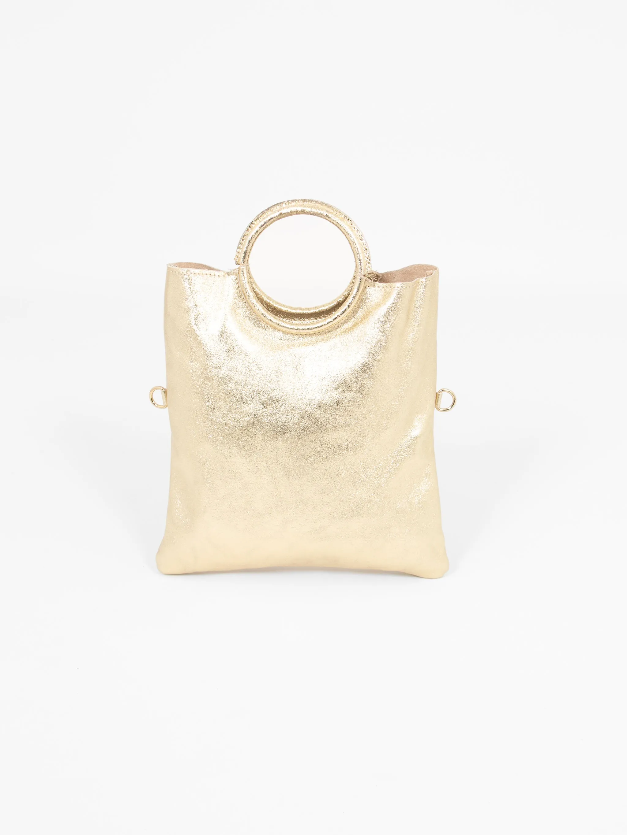 Rowan Italian Leather 2pc Crossbody Bag Set - Gold, Metallic