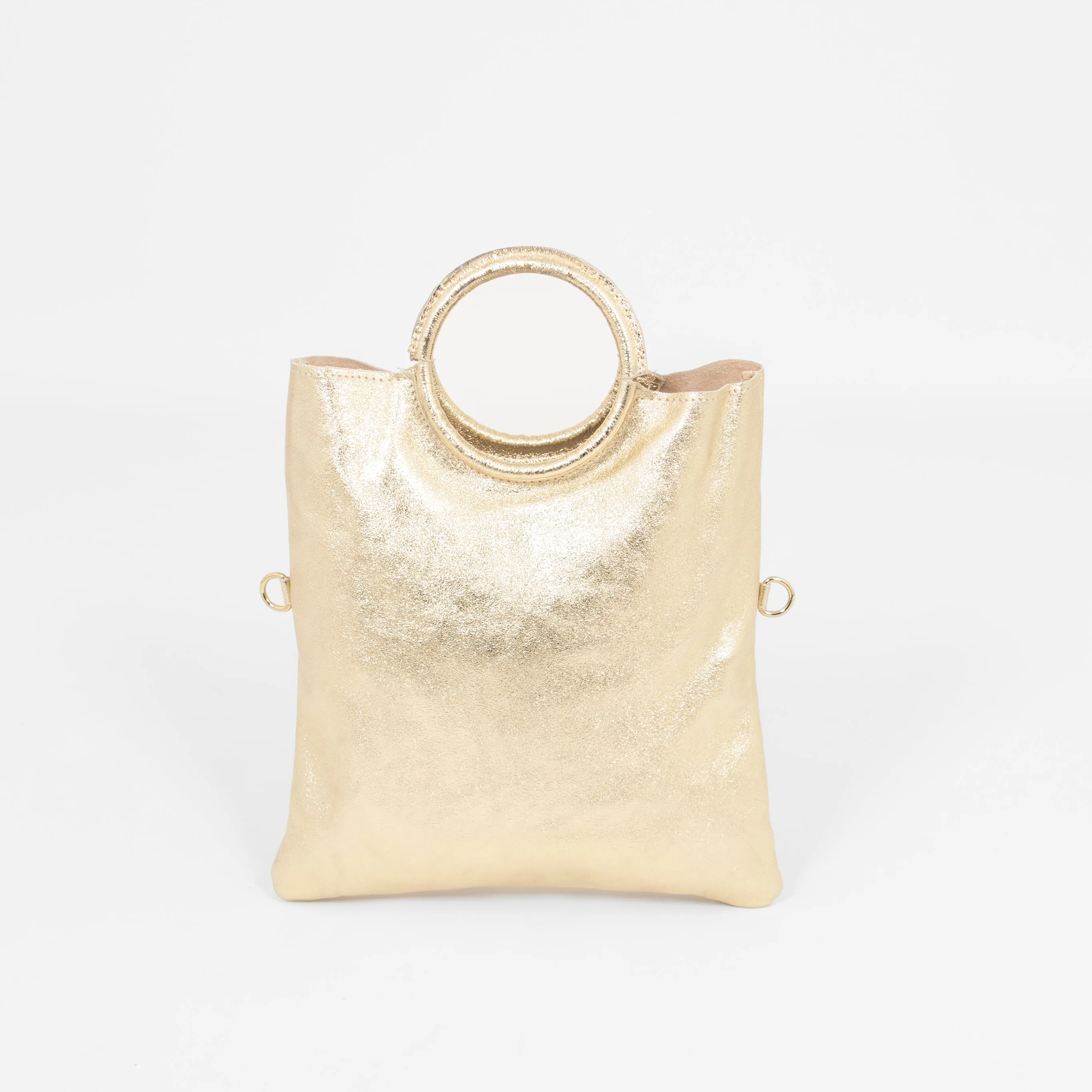 Rowan Italian Leather 2pc Crossbody Bag Set - Gold, Metallic