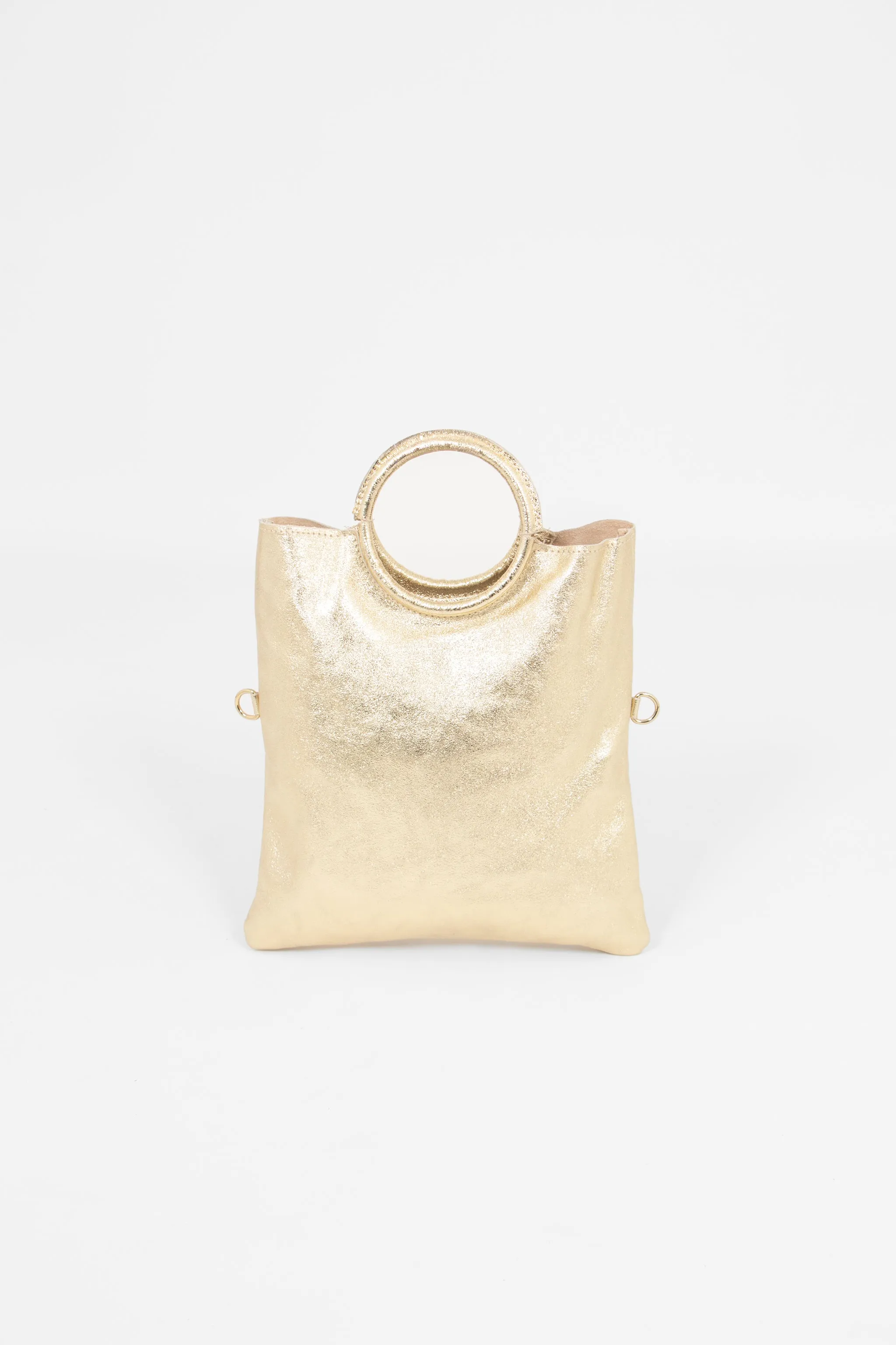 Rowan Italian Leather 2pc Crossbody Bag Set - Gold, Metallic