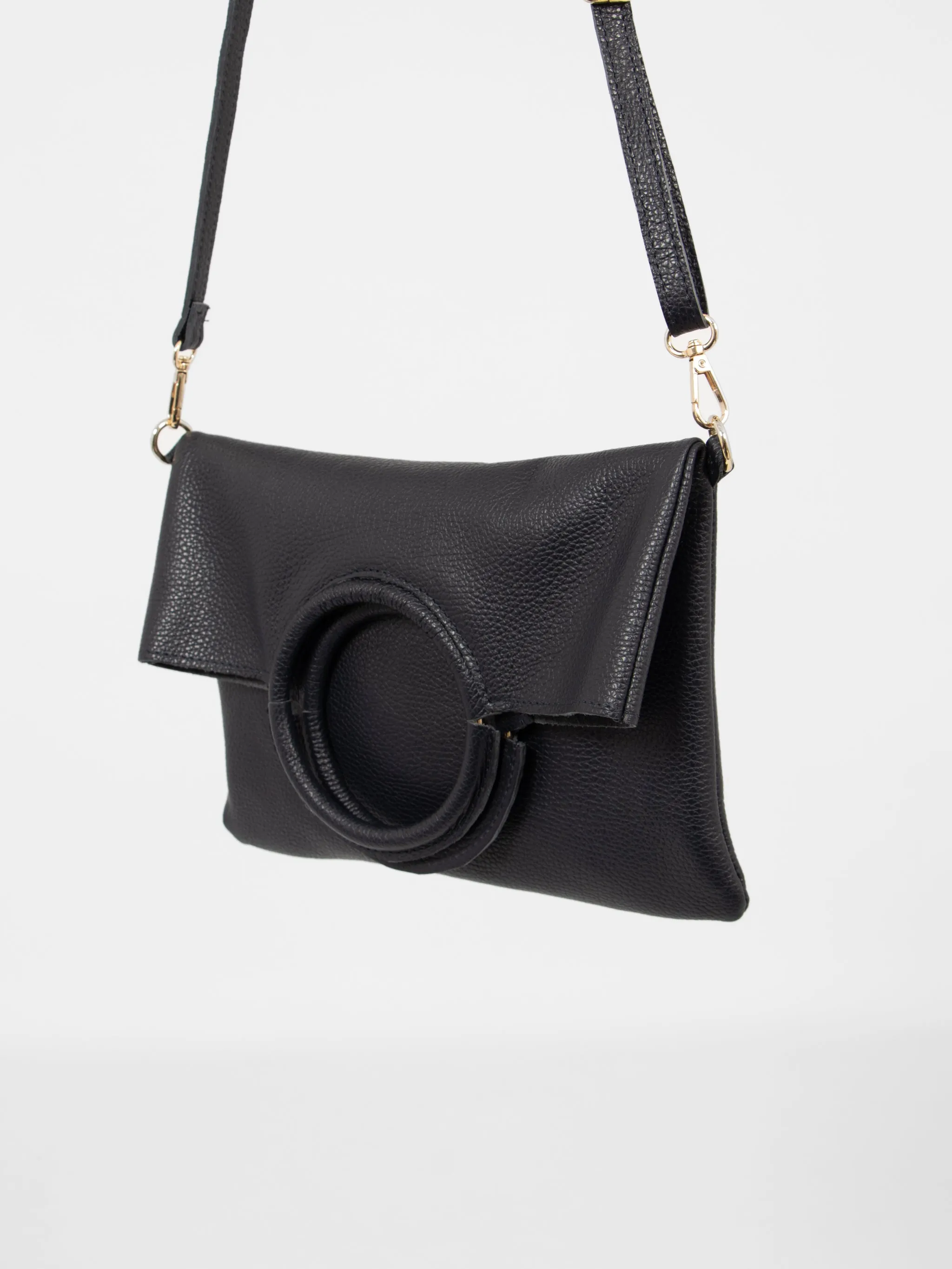 Rowan Italian Leather 2pc Crossbody Bag Set - Navy Blue, Pebbled