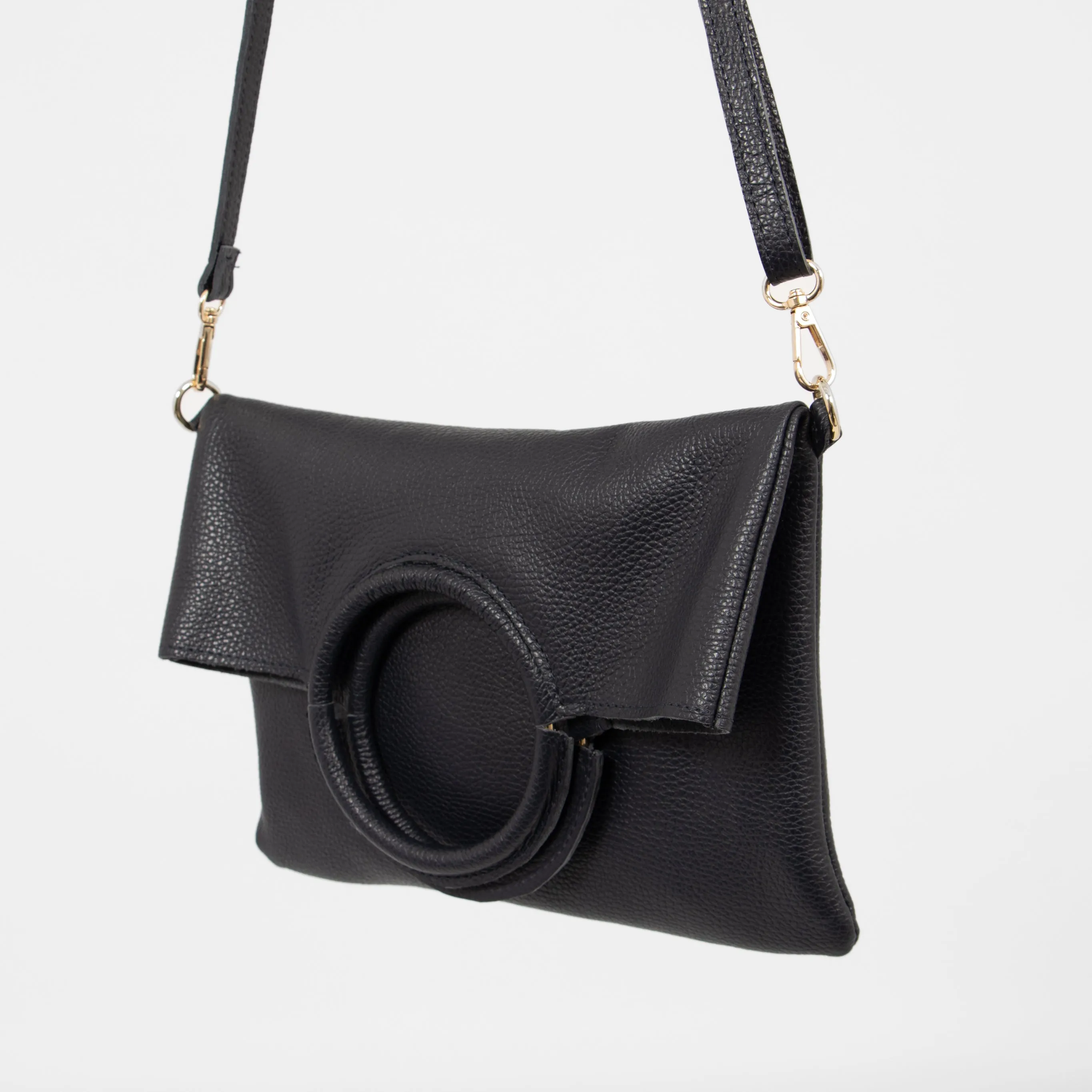 Rowan Italian Leather 2pc Crossbody Bag Set - Navy Blue, Pebbled