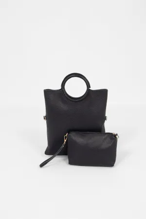 Rowan Italian Leather 2pc Crossbody Bag Set - Navy Blue, Pebbled