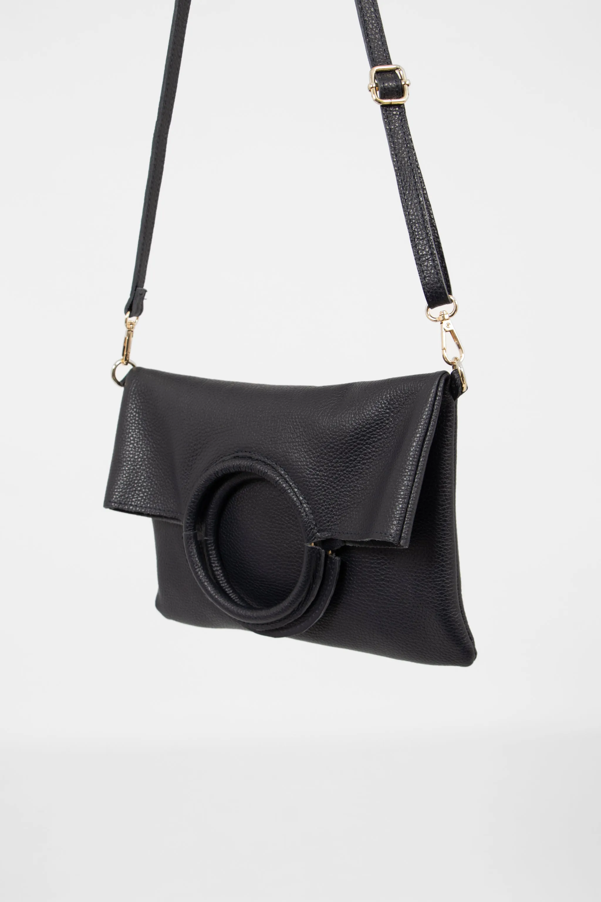Rowan Italian Leather 2pc Crossbody Bag Set - Navy Blue, Pebbled
