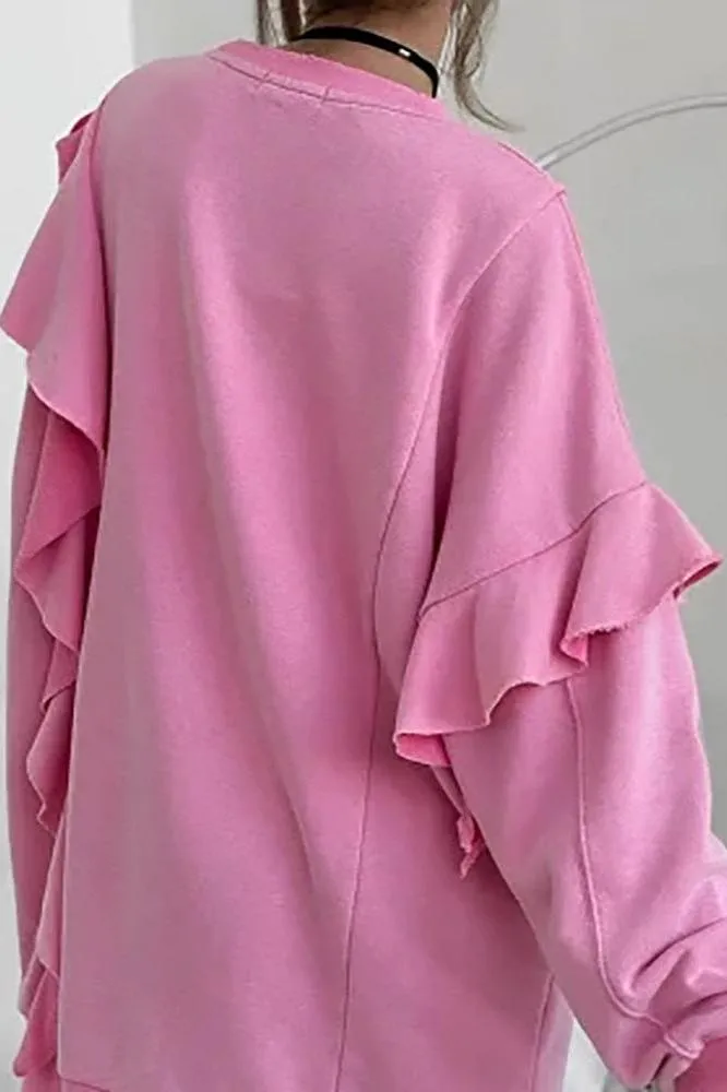 Ruffled Stitching Streetwear Long Sweater