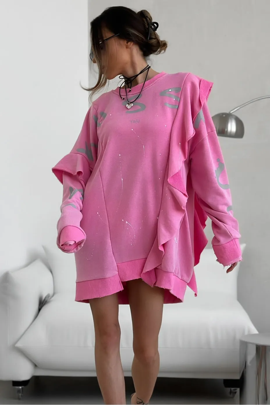 Ruffled Stitching Streetwear Long Sweater