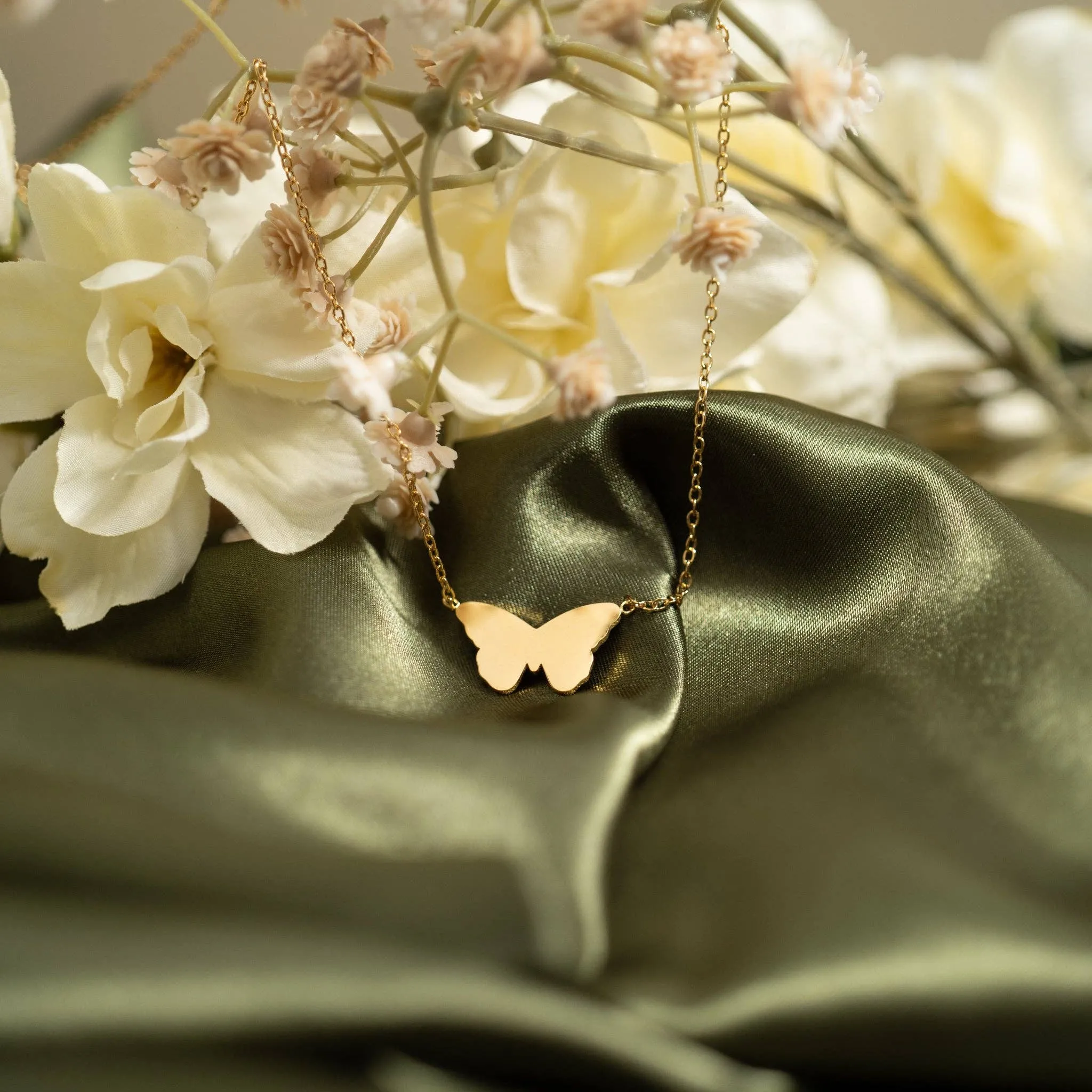 Sage 18K Gold PVD Held Butterfly Necklace