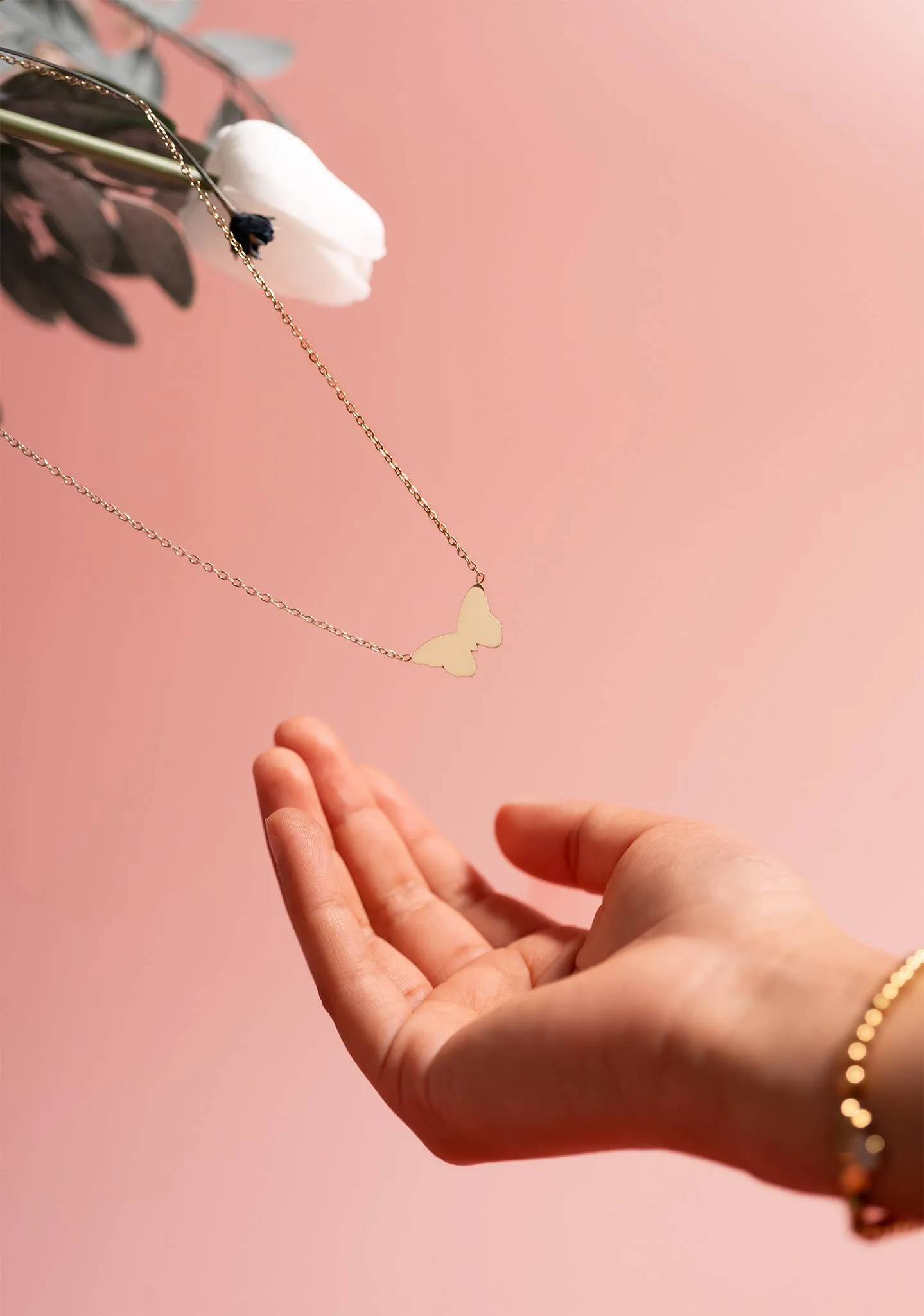 Sage 18K Gold PVD Held Butterfly Necklace