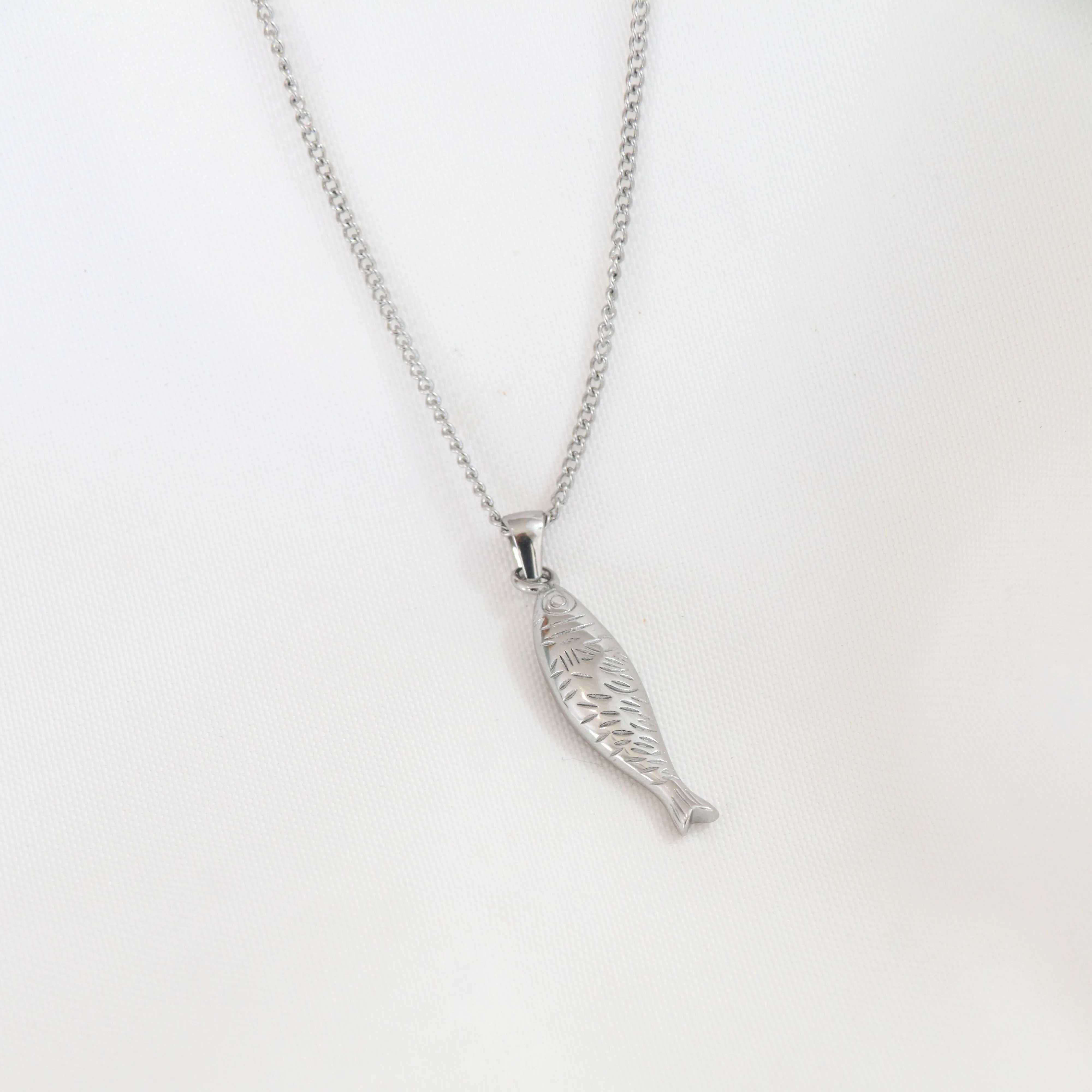 Sardine | Gold Plated or Silver Stainless Steel Sardine Pendant Necklace