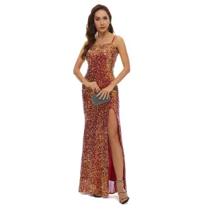 Sequin Banquet Evening Dress Slit Long Fishtail Dresses