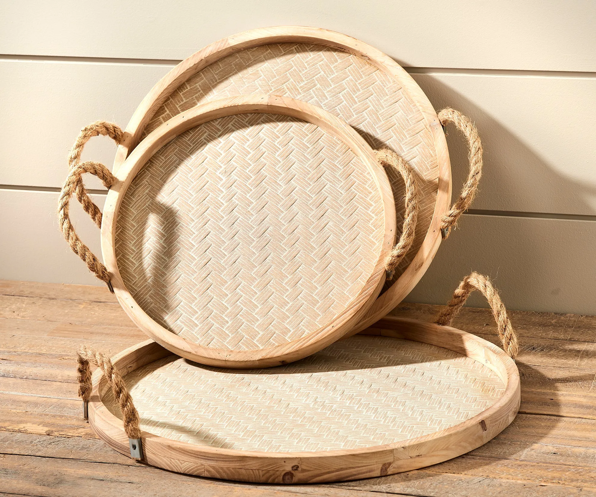 Serving Tray W/Hemp Rope Handles