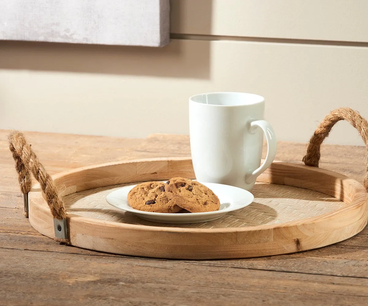 Serving Tray W/Hemp Rope Handles