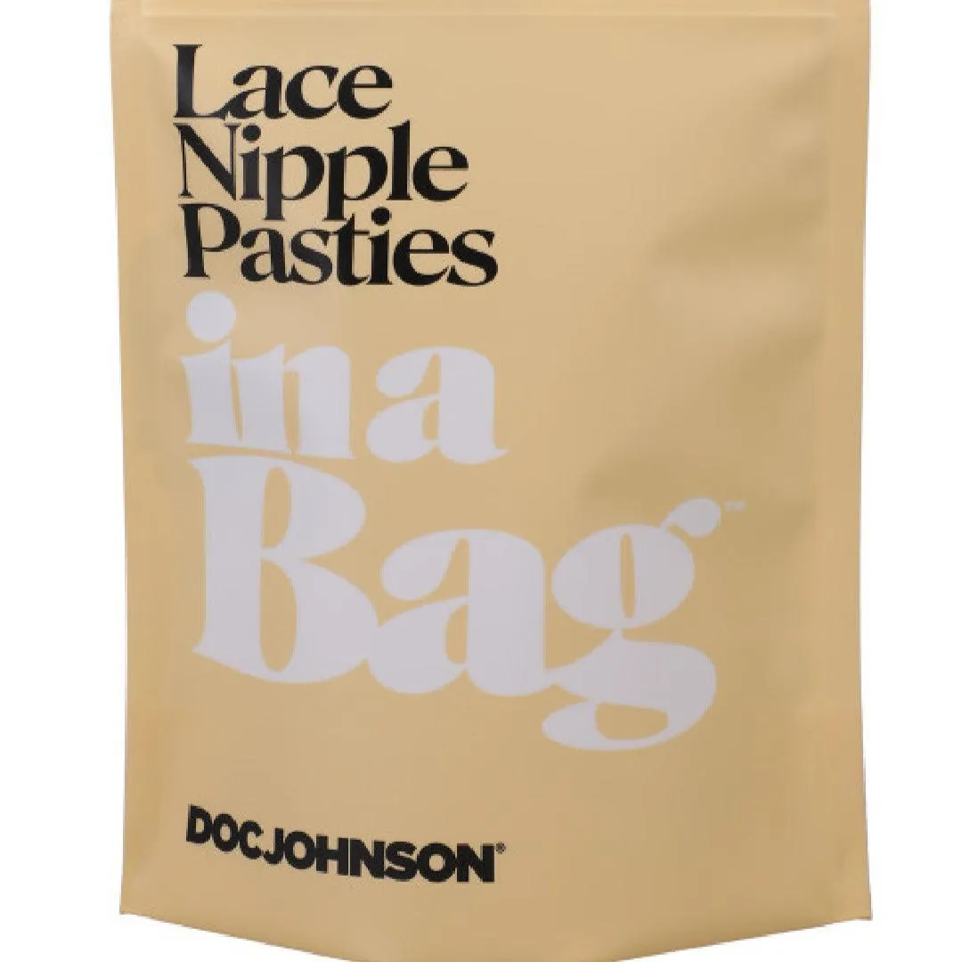 Sexy Black Leather and Lace Nipple Pasties In a Bag