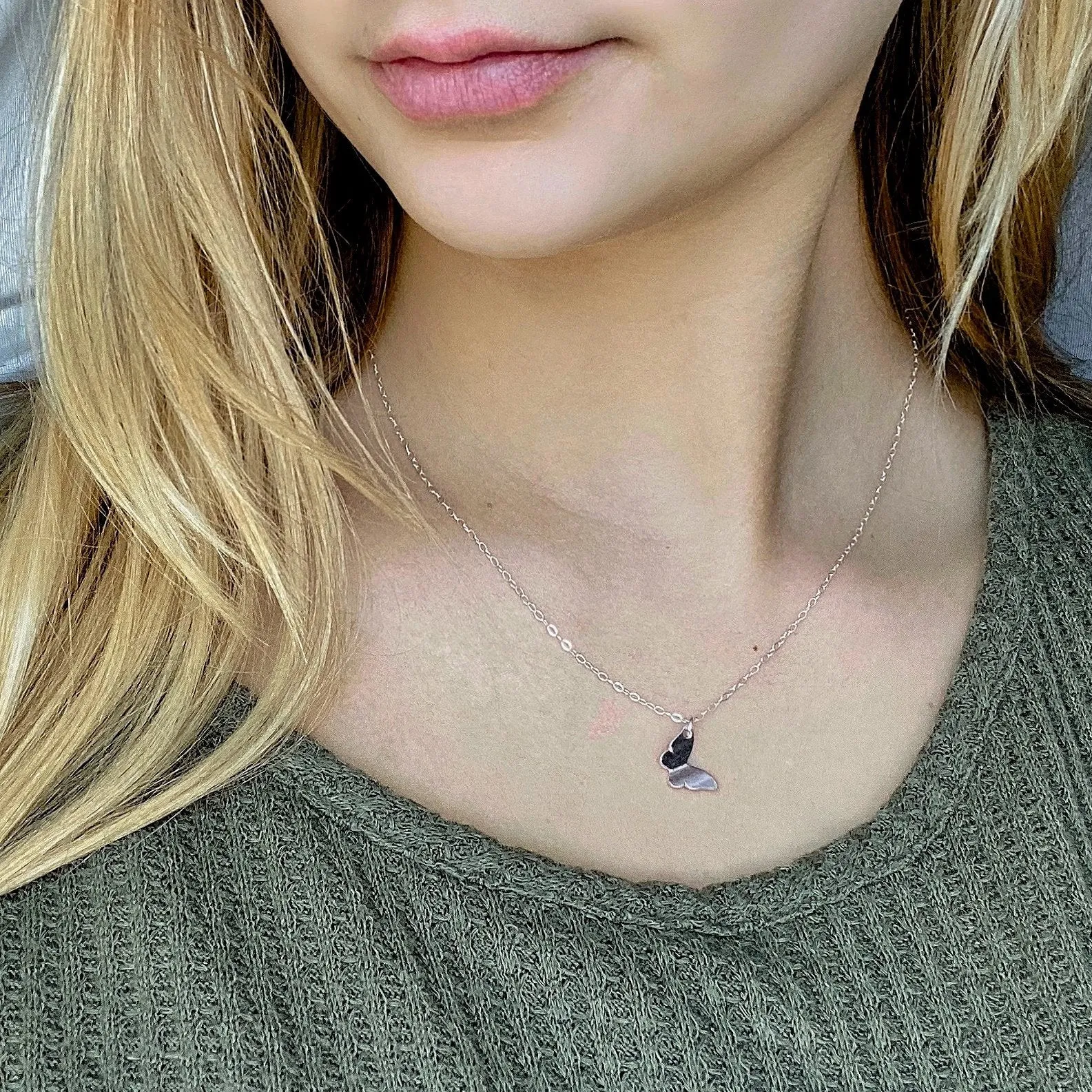 Silver Butterfly Necklace Sterling Silver