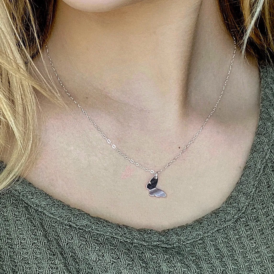 Silver Butterfly Necklace Sterling Silver