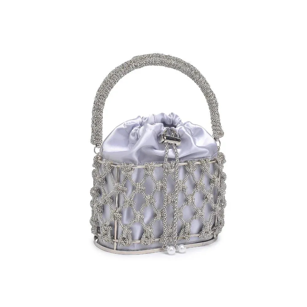 Silver Knotted Rhinestone Evening Handbag