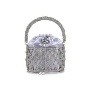Silver Knotted Rhinestone Evening Handbag