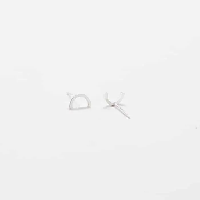 Silver Mini Arc Stud Earrings