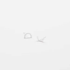 Silver Mini Arc Stud Earrings
