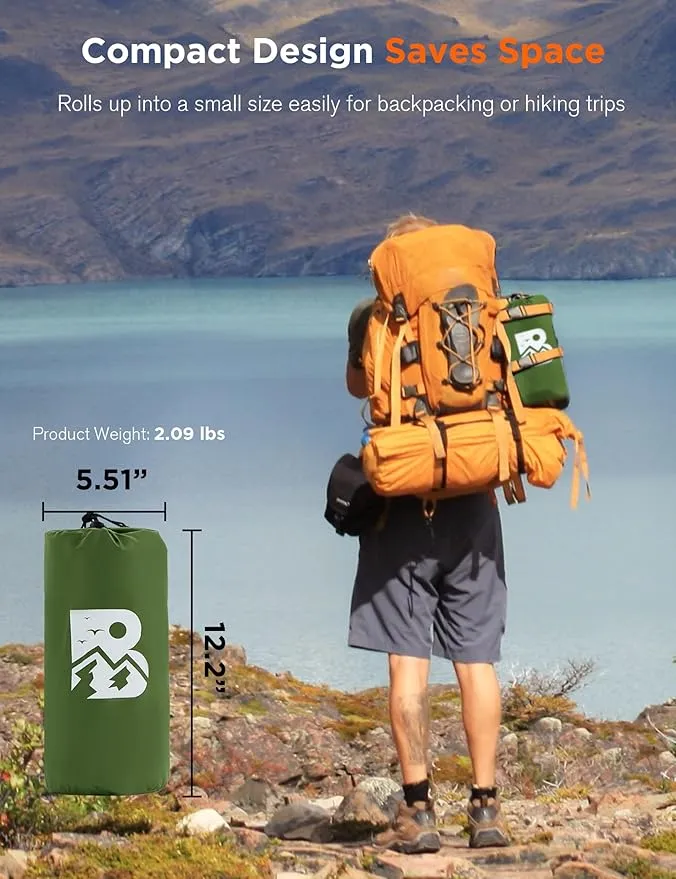 Sleeping Pad for Camping 6 Inches Thick Self Inflatable Ultra Lightweight Sleep Mat with Built-in Pillow ＆ Pump Compact for Backpacking Hiking Tent Travel w/Carrying Bag 77.5''LX27''W, Green