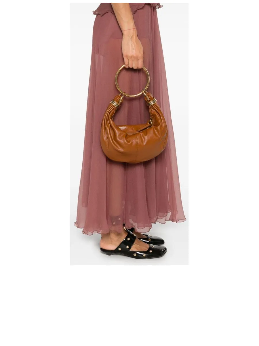 Small Bracelet Hobo Bag in Grained Leather
