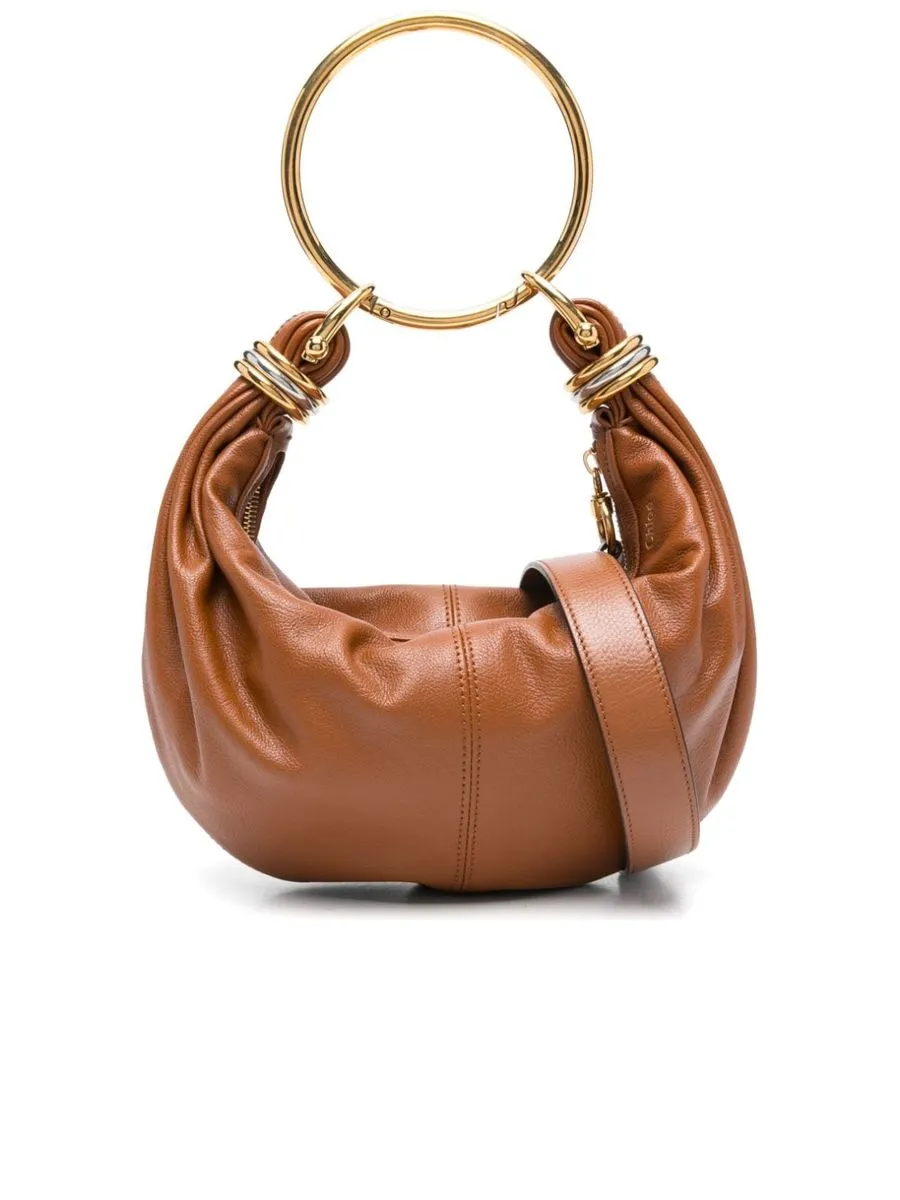 Small Bracelet Hobo Bag in Grained Leather
