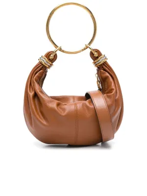 Small Bracelet Hobo Bag in Grained Leather