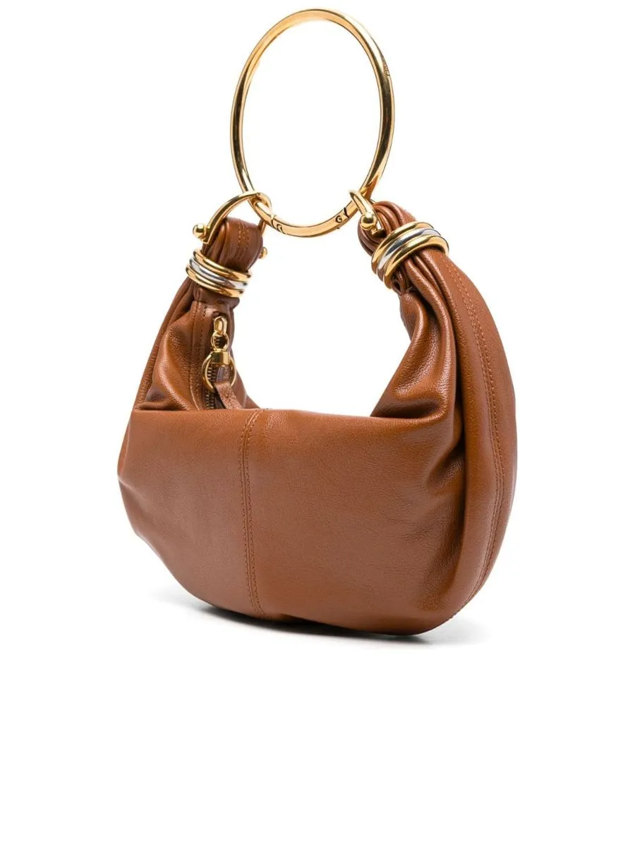 Small Bracelet Hobo Bag in Grained Leather