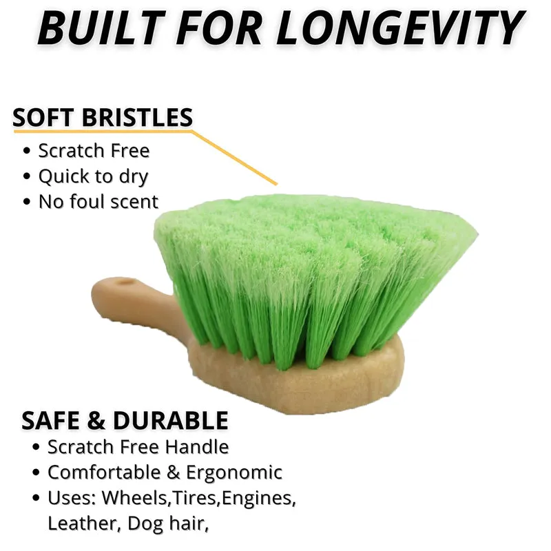 Soft Feathered Bristle Tire Brush
