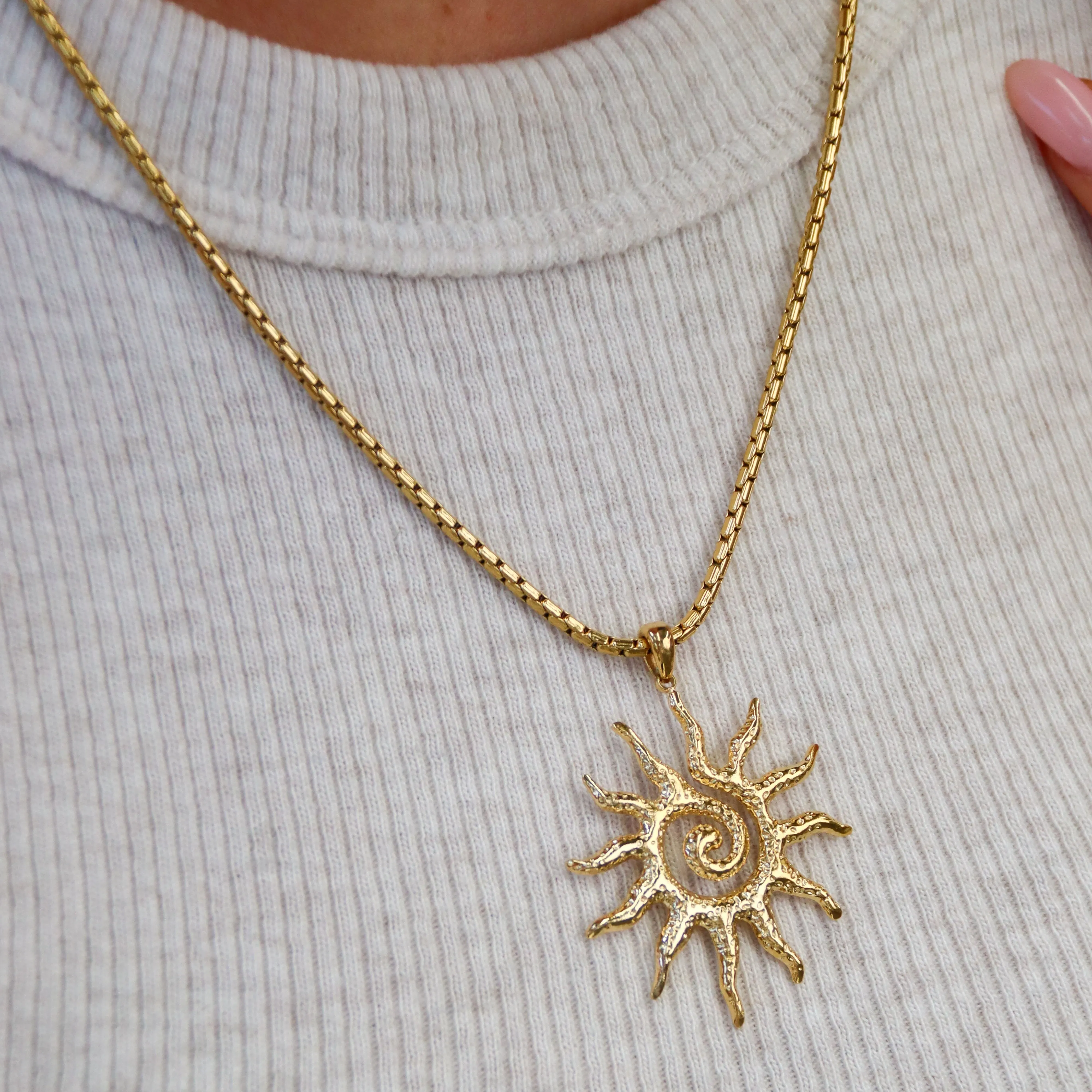 Solana - Gold Spiral Sun Necklace