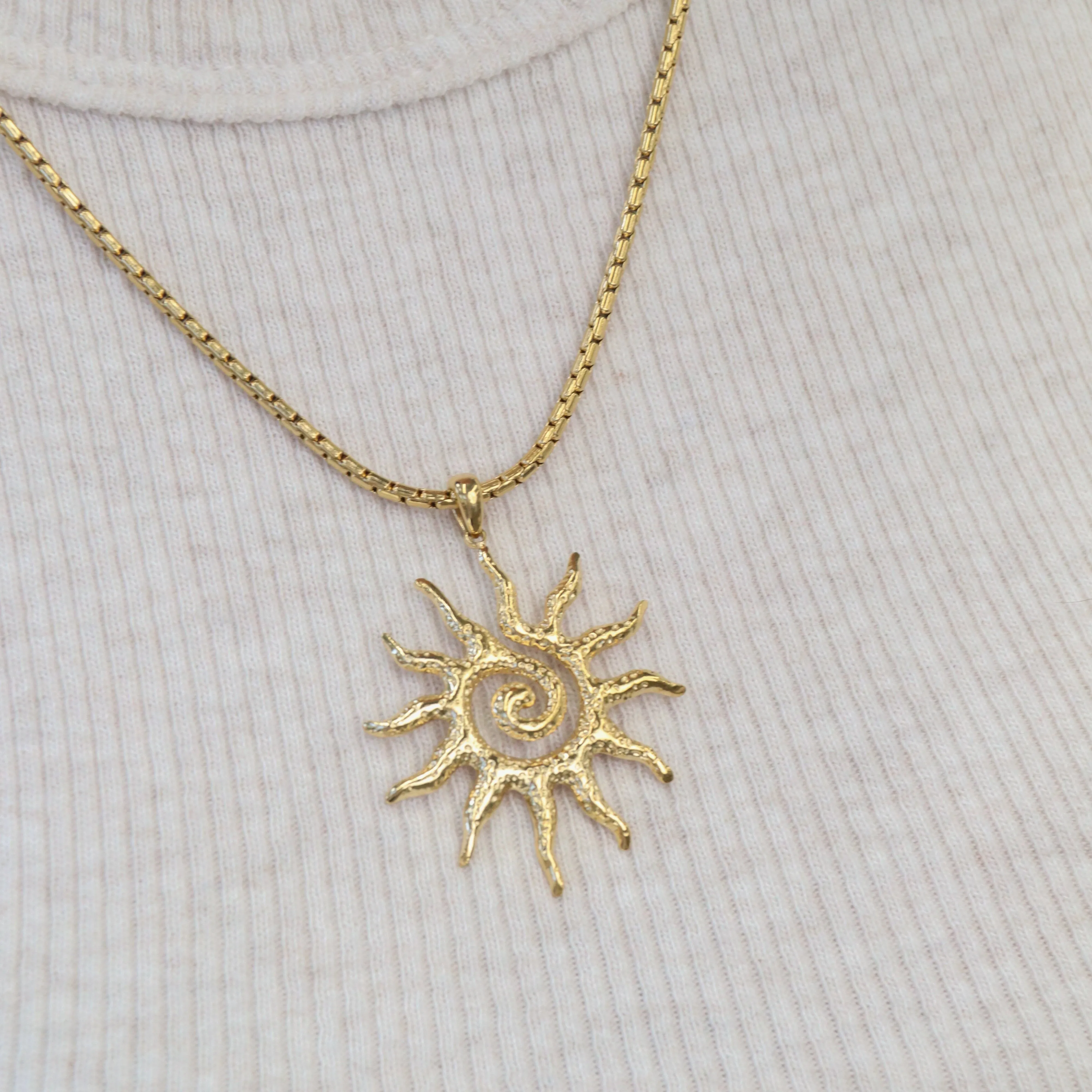 Solana - Gold Spiral Sun Necklace