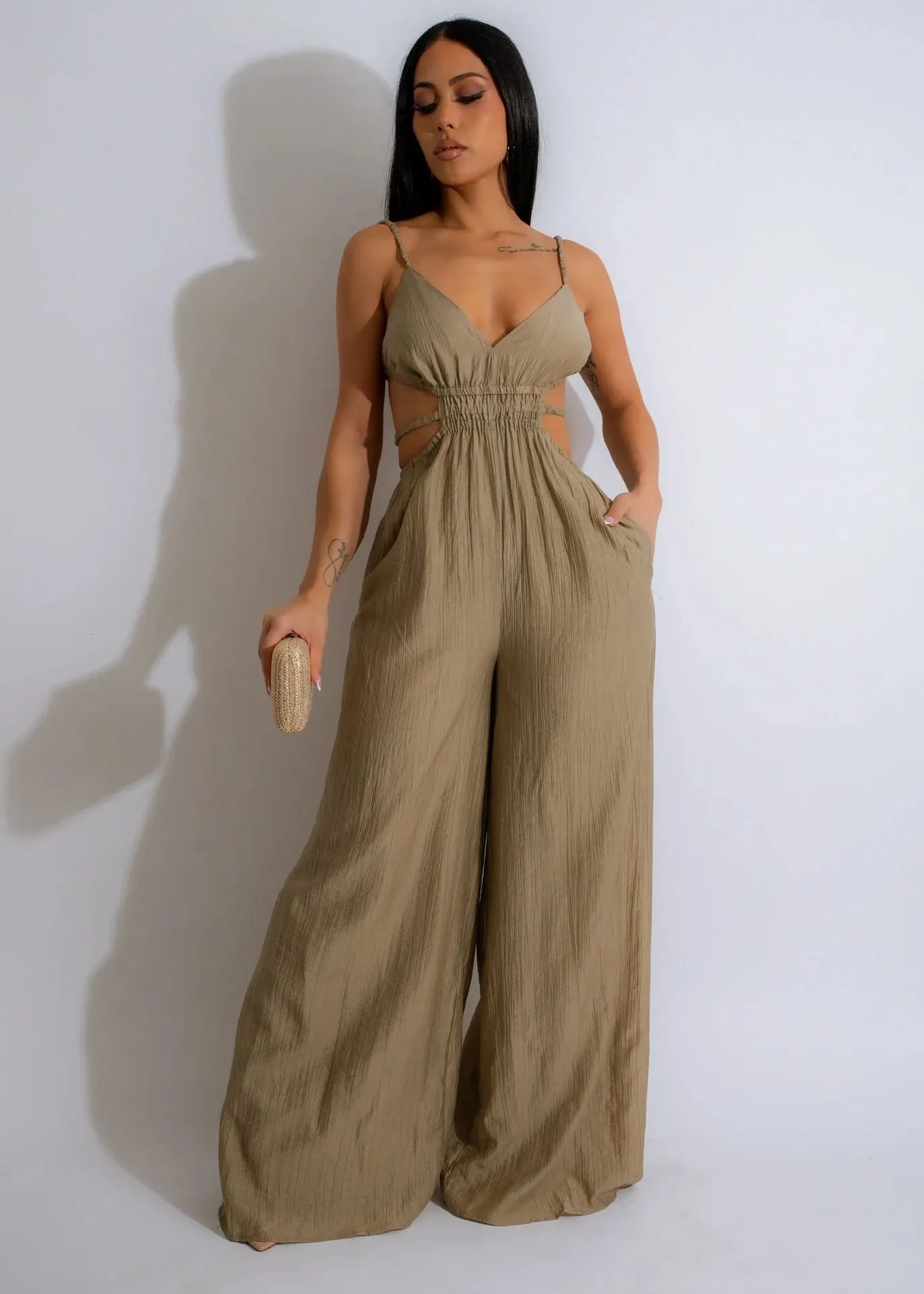 Sophisticated Wide-Leg Strappy Jumpsuit with Low-Back Detail