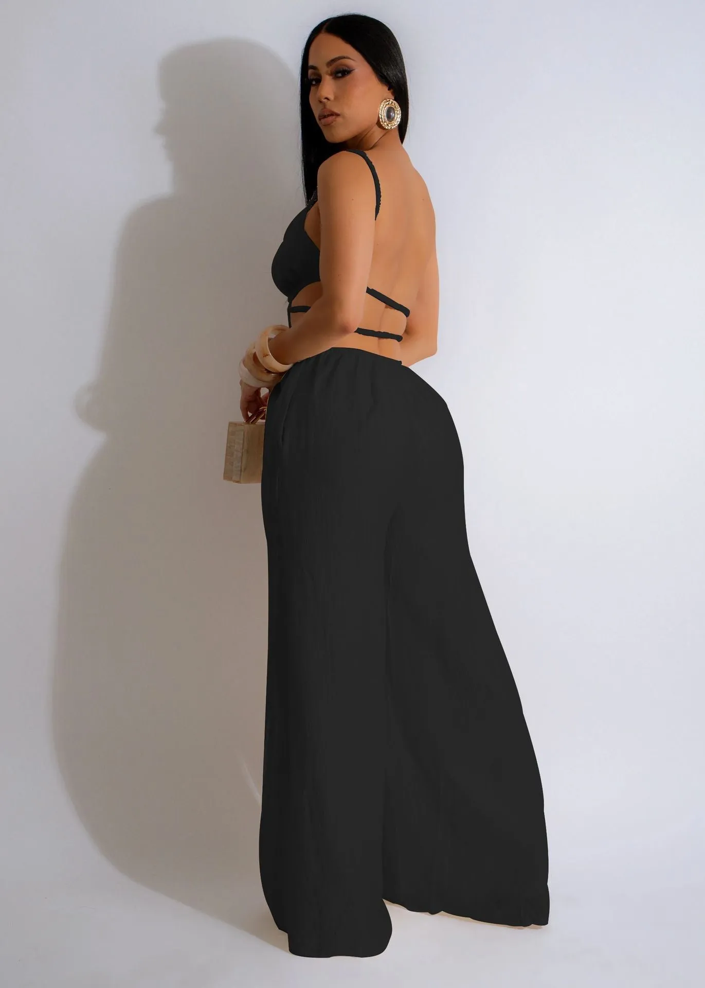 Sophisticated Wide-Leg Strappy Jumpsuit with Low-Back Detail