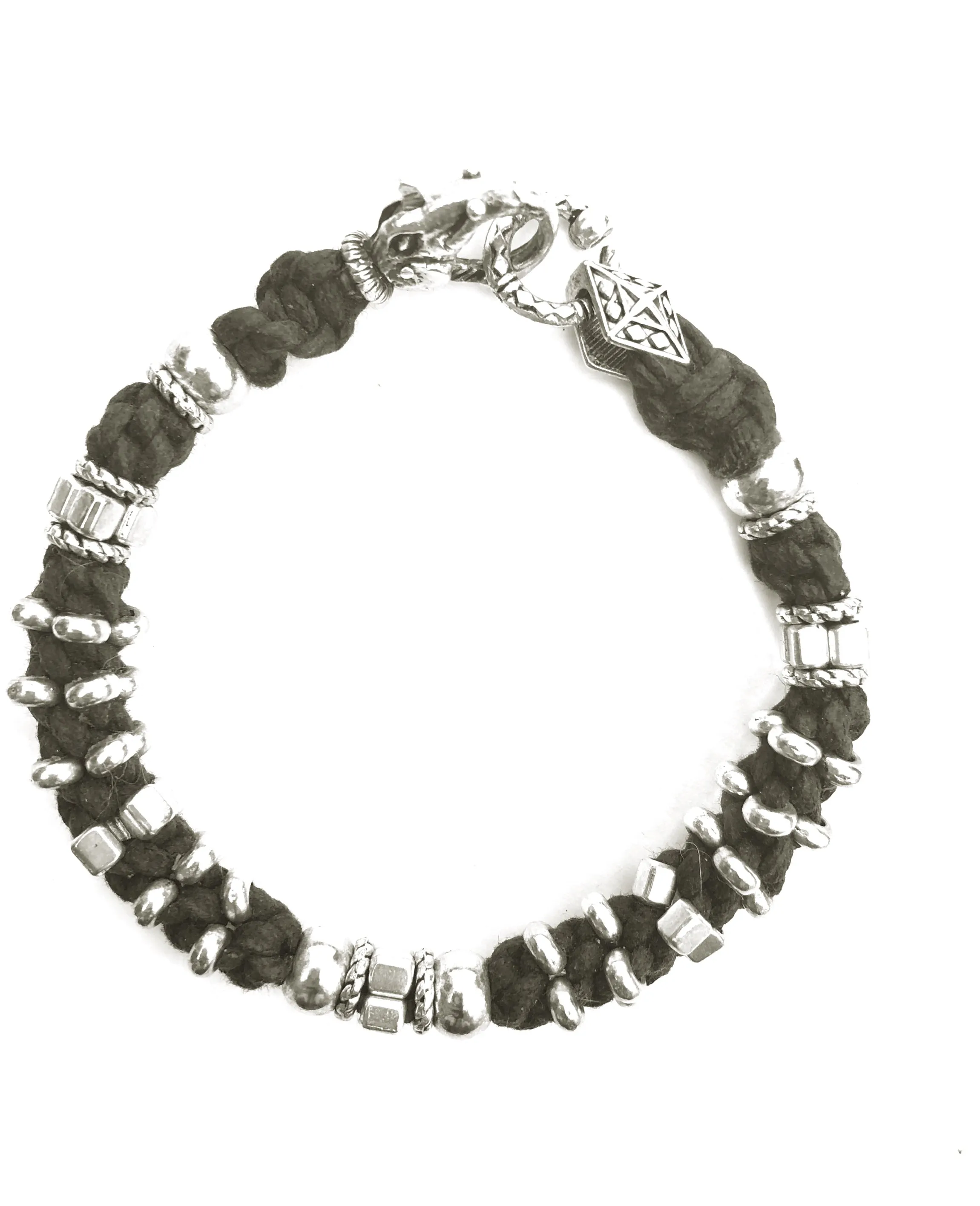 Sterling Silver Elephant & Rope Bracelet