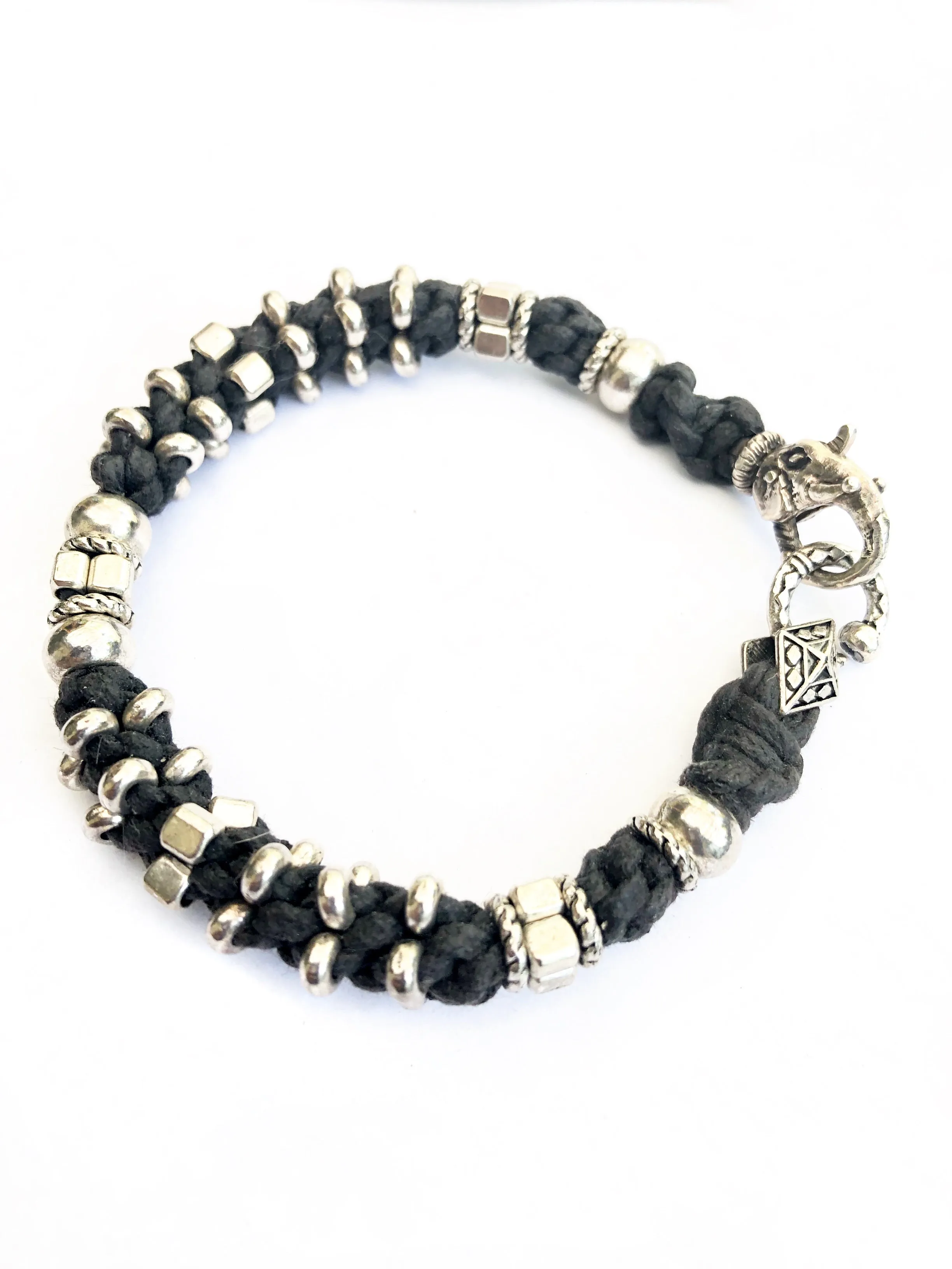 Sterling Silver Elephant & Rope Bracelet